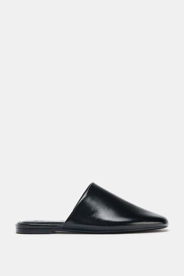 LEATHER MULE SHOES - Black by Zara