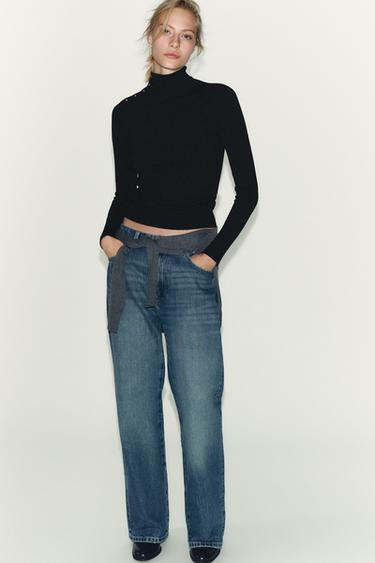 KNIT JUMPER WITH BUTTONS - Black by Zara