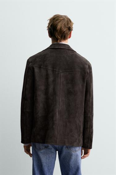 SUEDE LEATHER OVERSHIRT AARON LEVINE X ZARA - Dark brown by Zara