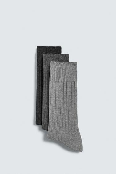 3-PACK OF RIBBED SOCKS - Grey by Zara