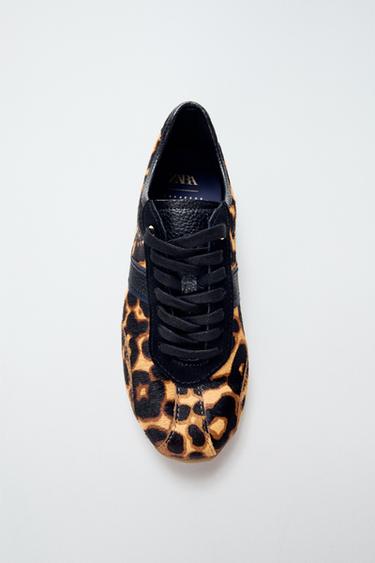 ANIMAL PRINT LEATHER TRAINERS - Leopard by Zara