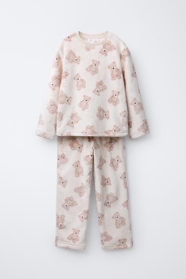 6-14 YEARS/ WARM BEAR PRINT PYJAMAS - camel by Zara