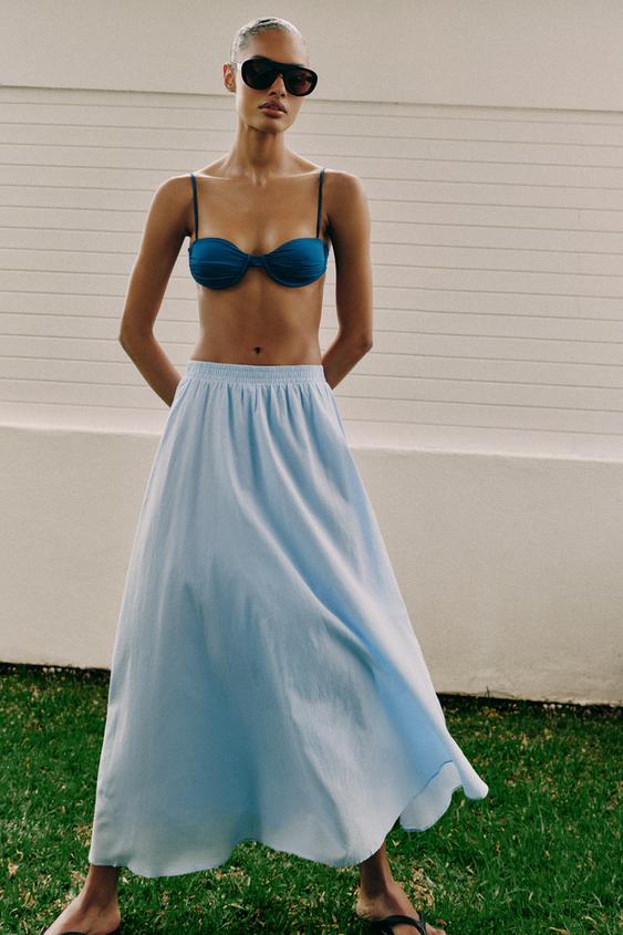 LAYERED MIDI SKIRT - Pastel blue by Zara - Image 0