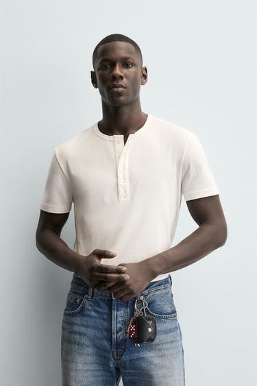 HENLEY NECK T-SHIRT - White by Zara