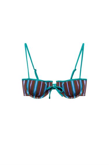 UNDERWIRE STRIPED BIKINI TOP - Blue by Zara