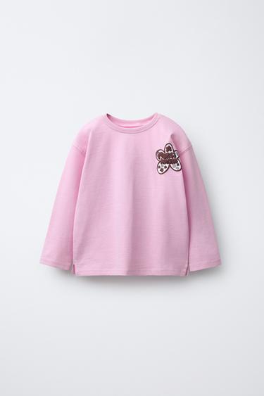 T-SHIRT WITH RAISED PRINT - Pink by Zara