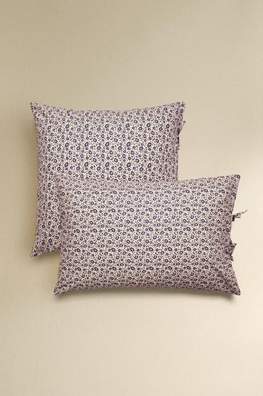 CHILDREN'S FLORAL COTTON PILLOWCASE - Navy blue by Zara