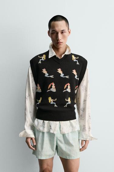 PETER PAN MERMAIDS KNIT WAISTCOAT HARRY LAMBERT FOR ZARA X DISNEY - Black by Zara