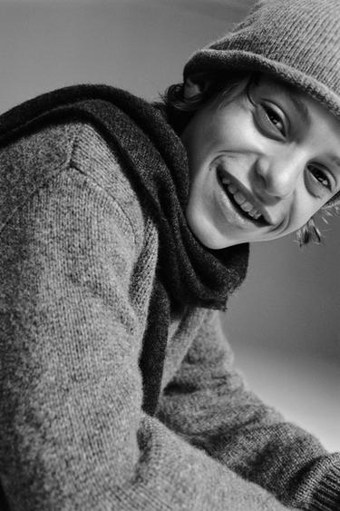 WOOL BLEND KNIT BEANIE - Grey by Zara