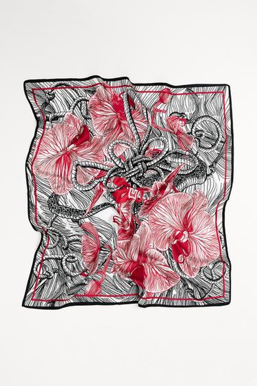 PRINTED SILK SCARF X AO YES - Black by Zara