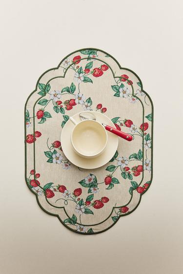 STRAWBERRY JACQUARD PLACEMAT - Green by Zara