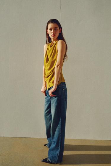 CREPE TOP WITH KNOT - Ochre by Zara - Image 0