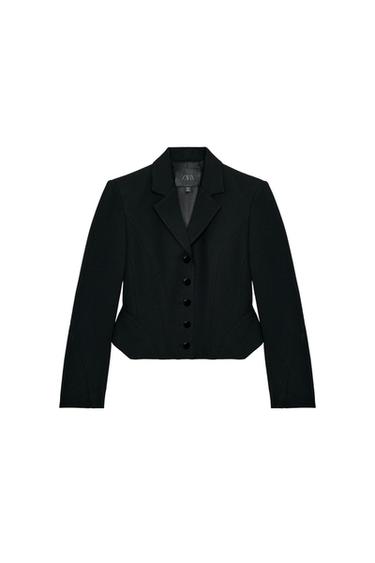ZW COLLECTION SHORT BLAZER WITH TOPSTITCHING - Black by Zara