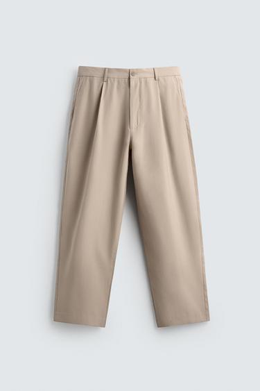 FLOWING PLEATED TROUSERS - Light beige by Zara