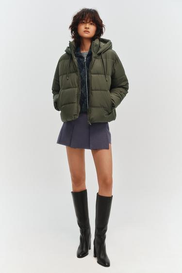 SHORT WATER-REPELLENT AND WINDPROOF HOODED ANORAK - Khaki by Zara