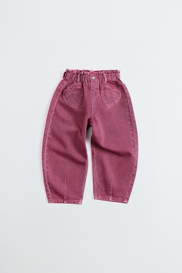 TWILL BAGGY TROUSERS WITH HEART POCKETS - Fuchsia by Zara