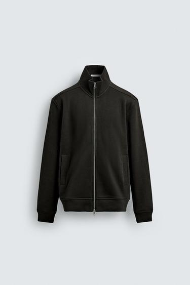 RIBBED ZIP-UP JACKET - Dark brown by Zara