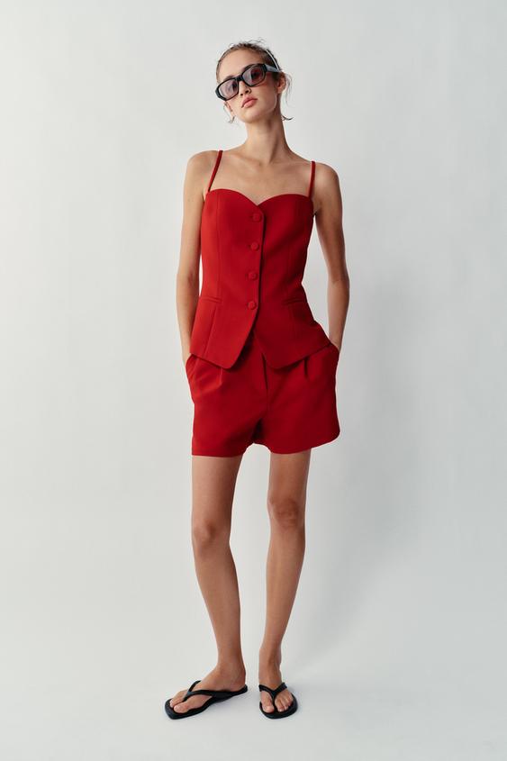 TAILORED BERMUDA SHORTS - Red by Zara - Image 0