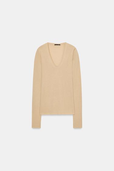 LYOCELL-WOOL T-SHIRT - Yellow by Zara