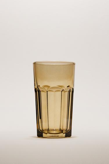 RAISED DESIGN GLASS TUMBLER - Brown by Zara