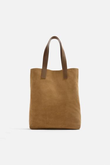 LEATHER SHOPPER BAG - Brown by Zara