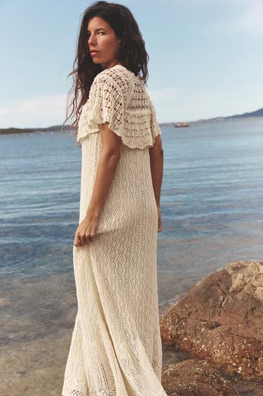 POINTELLE KNIT MAXI DRESS - Ecru by Zara