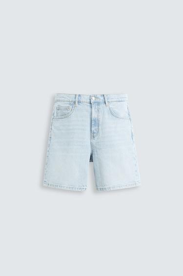 REGULAR FIT DENIM BERMUDA SHORTS - Light blue by Zara