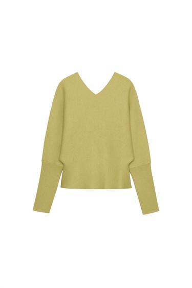 V-NECK KNIT JUMPER - Light green by Zara