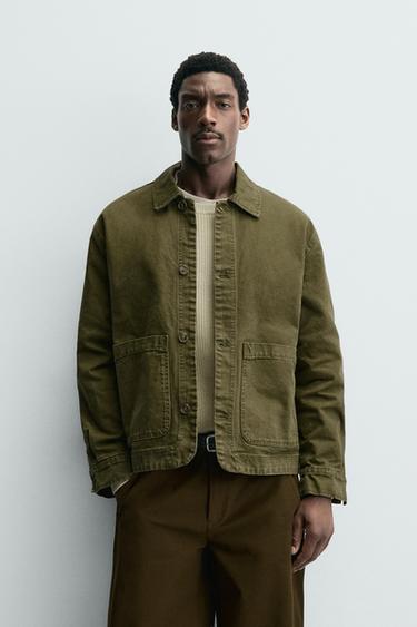RELAXED FIT OVERSHIRT WITH POCKETS - Moss green by Zara