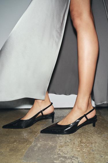 TEXTURED SLINGBACK SHOES - Black by Zara