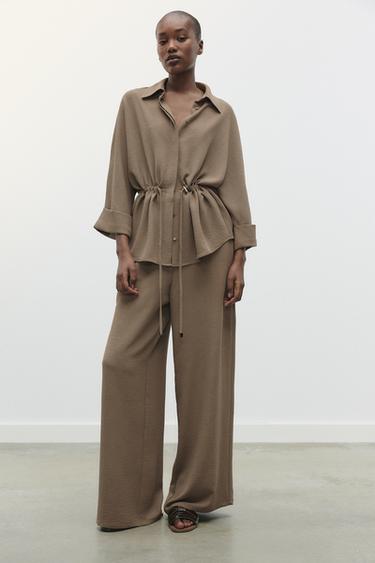 FLOWING WIDE-LEG TROUSERS - camel by Zara - Image 0