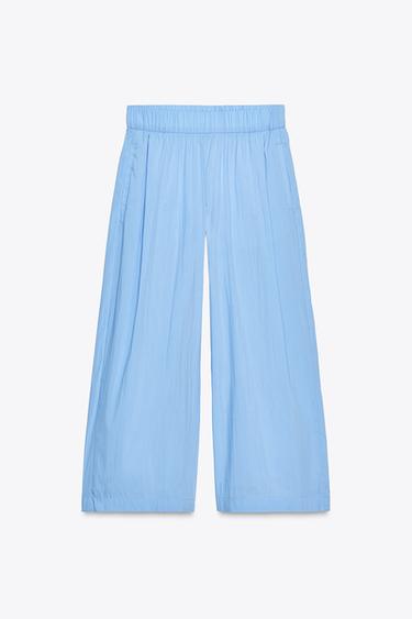 ZW COLLECTION POPLIN DARTED TROUSERS - Blue by Zara