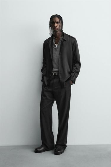 SATIN RELAXED FIT SHIRT - Black by Zara