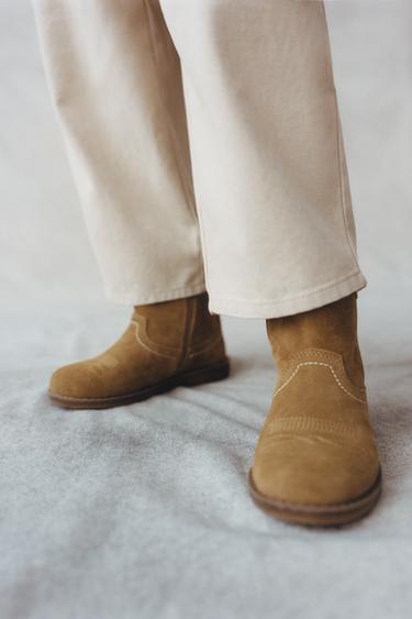 LEATHER COWBOY BOOTS - Brown by Zara