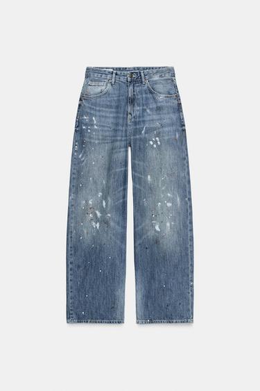 TRF LOOSE OVERSIZE HIGH-WAIST JEANS - Blue by Zara