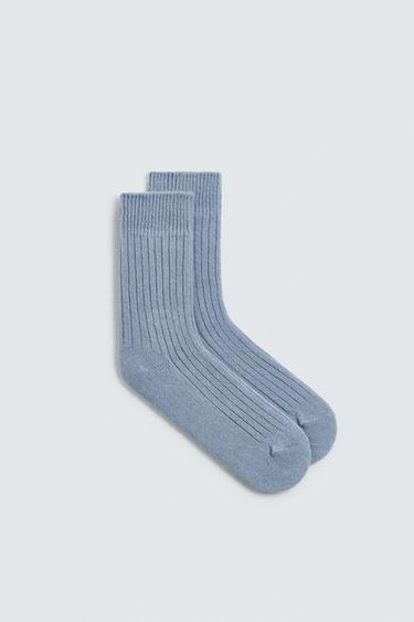 RIBBED TEXTURED SOCKS - Sky blue by Zara