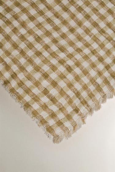 CHECK LINEN THROW - Sand by Zara