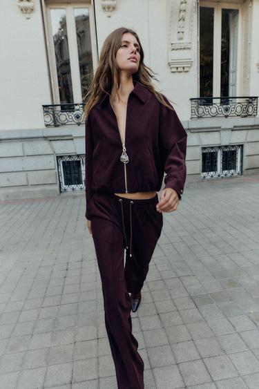 OVERSIZED BOMBER JACKET - Burgundy by Zara