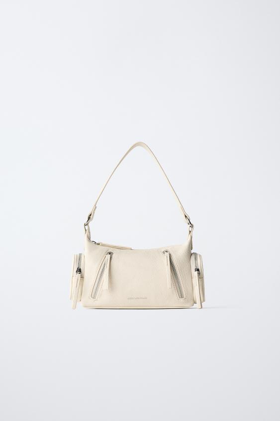 ZIP DETAIL SHOULDER BAG - Ecru White by Zara - Image 0