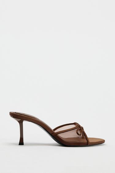 MESH SANDALS WITH BOW - Brown by Zara