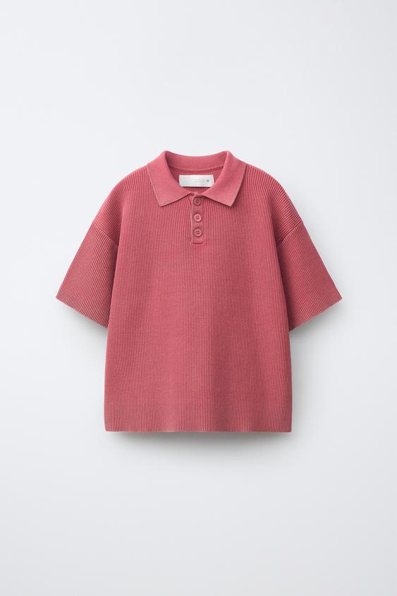 ACID-WASH RIBBED POLO SHIRT - Strawberry by Zara - Image 0