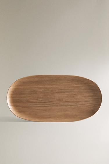 OVAL WOODEN TRAY - Light beige by Zara