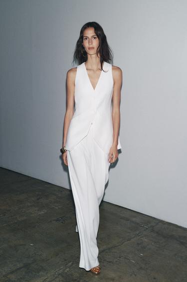 ZW COLLECTION WIDE-LEG DARTED TROUSERS - Ecru by Zara