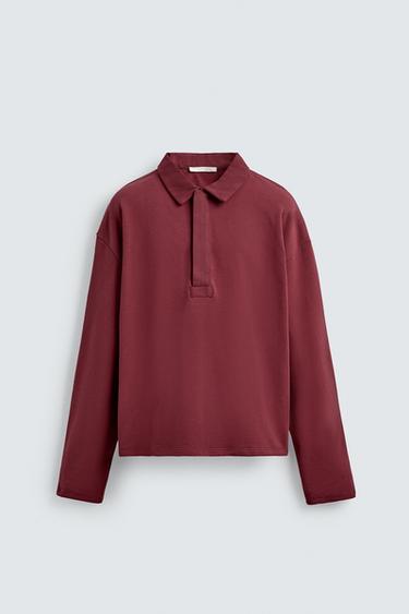 BOXY FIT POLO SHIRT - Burgundy by Zara
