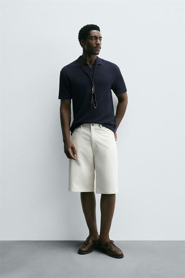 TEXTURED POLO SHIRT - Navy blue by Zara - Image 0
