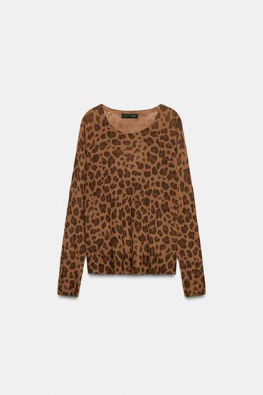 FINE KNIT ANIMAL PRINT JUMPER - Leopard by Zara