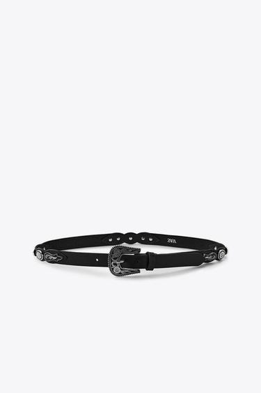COWBOY LEATHER BELT - Black by Zara