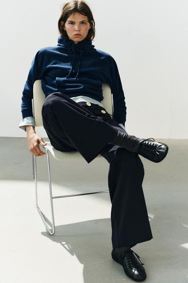 LEATHER DERBY SHOES - Black by Zara