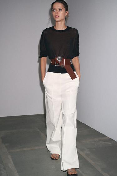 ZW COLLECTION HIGH-WAIST WIDE-LEG JEANS - White by Zara - Image 0
