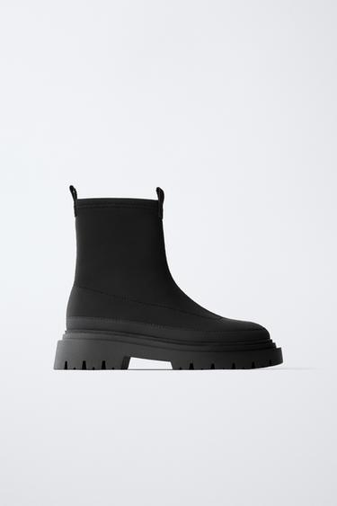 WATER-REPELLENT SOCK-STYLE ANKLE BOOTS - Black by Zara - Image 0